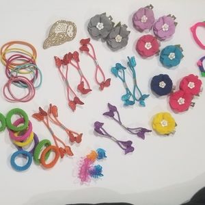 Bundle of hair clips and hairties
